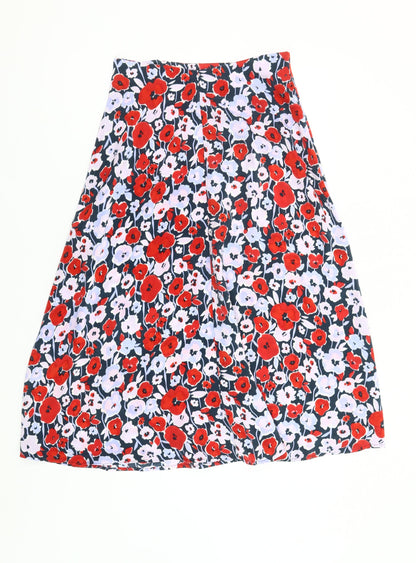 VILA Womens Multicoloured Floral Midi A-Line Skirt Size 8