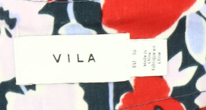 VILA Womens Multicoloured Floral Midi A-Line Skirt Size 8