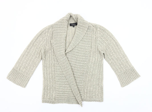 Debenhams Women Beige Open Knit Cardigan Size 10 3/4 Sleeve