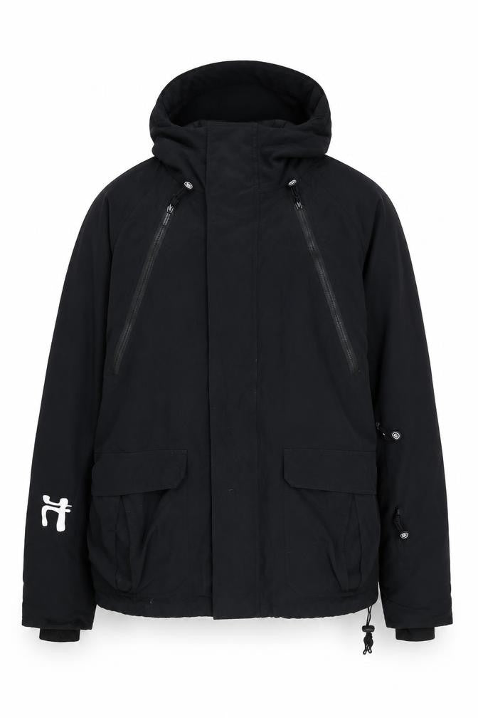Moah Men’s Black XL Hooded Parka Jacket with Zip Pockets