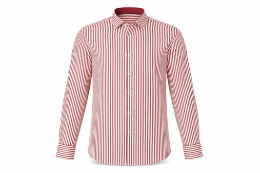 Jack Doyle Men's Red Striped Cotton Button-Up Shirt 15.5in Regular Fit
