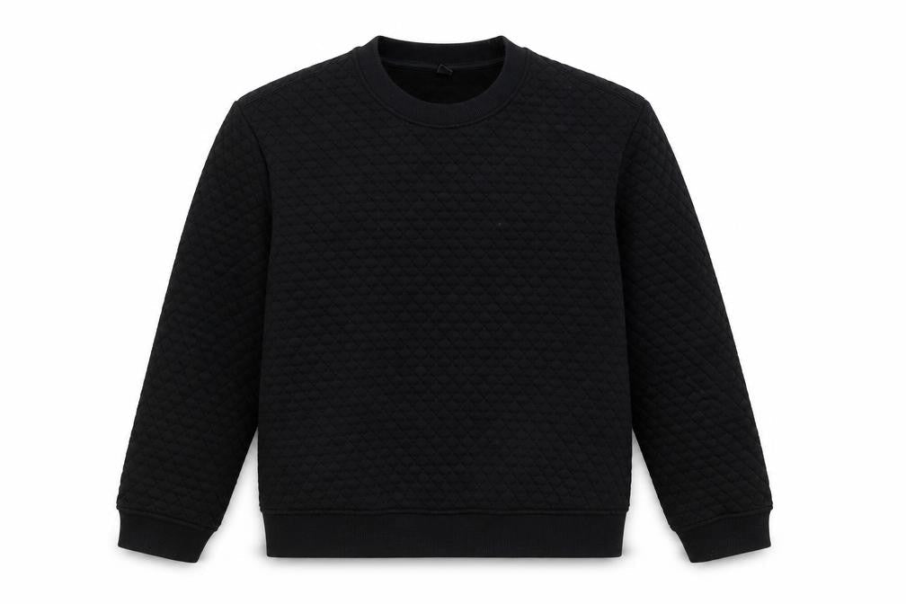 Uniqlo Women Black Quilted Pullover Sweatshirt XL Polyester Blend