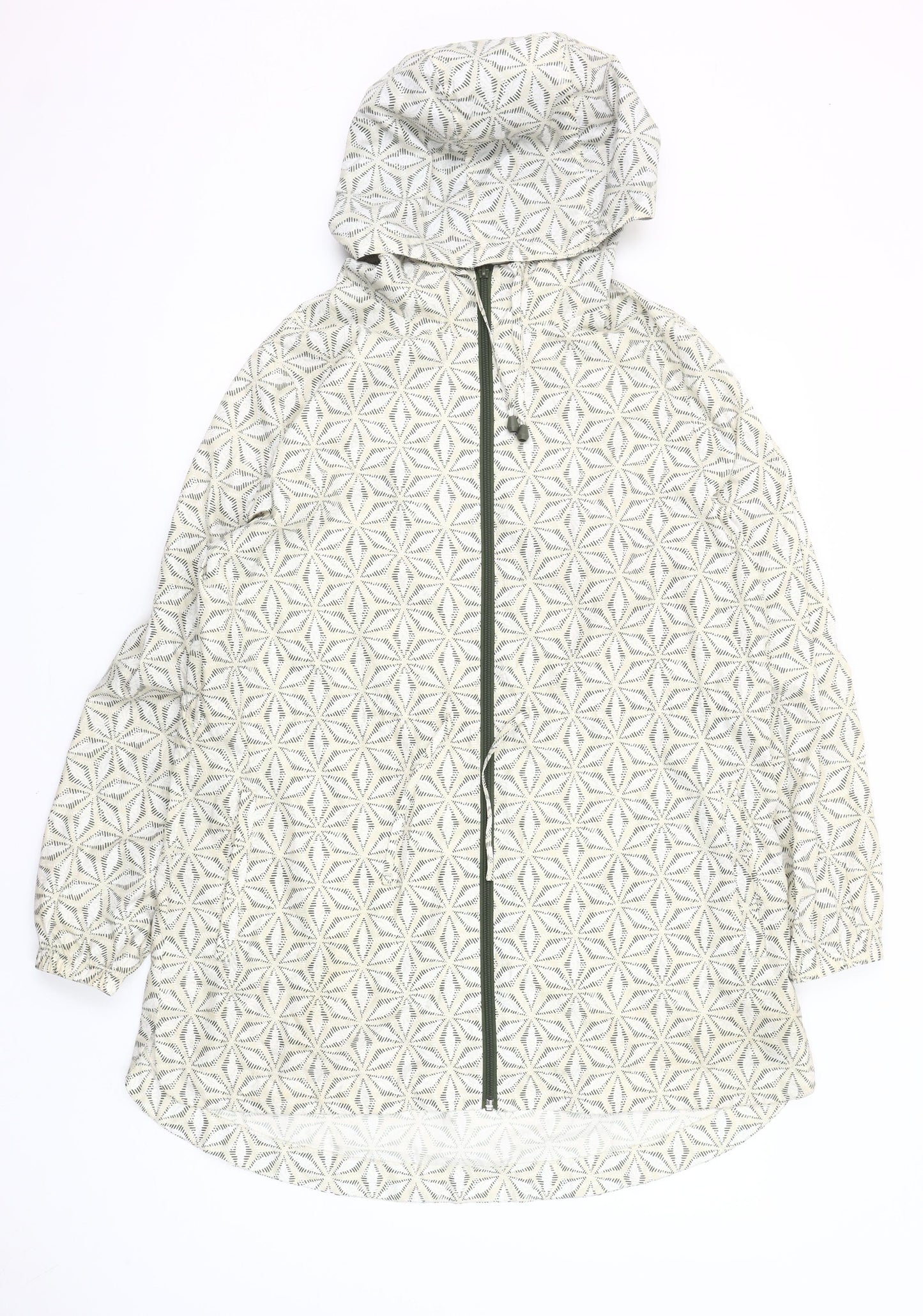 Marks and Spencer Womens Beige Geometric Hooded Rain Coat Jacket M