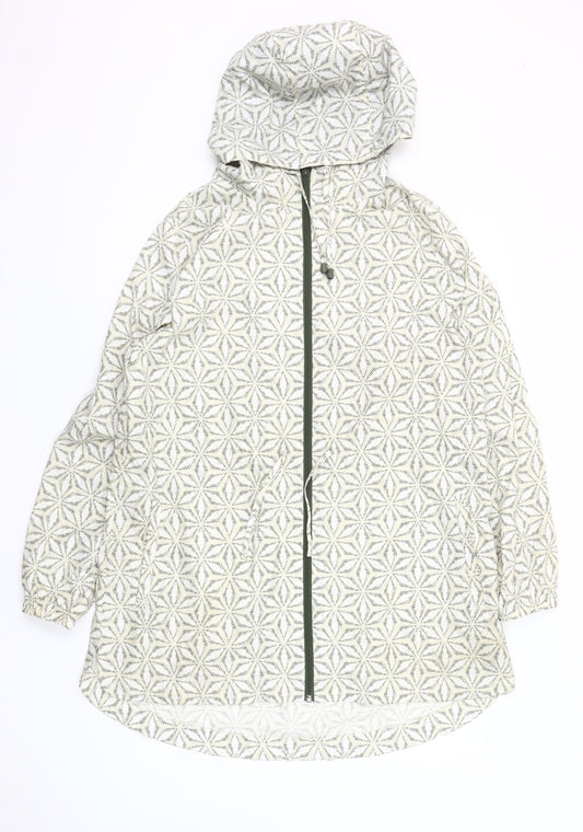 Marks and Spencer Womens Beige Geometric Hooded Rain Coat Jacket M