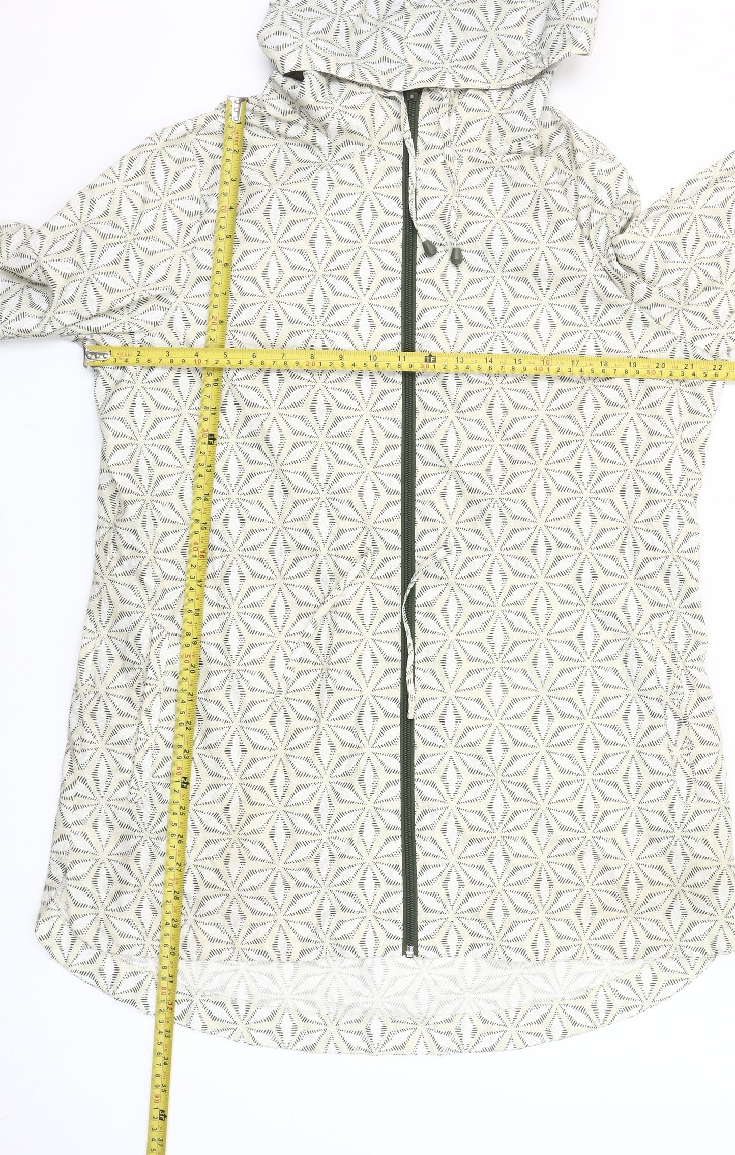 Marks and Spencer Womens Beige Geometric Hooded Rain Coat Jacket M