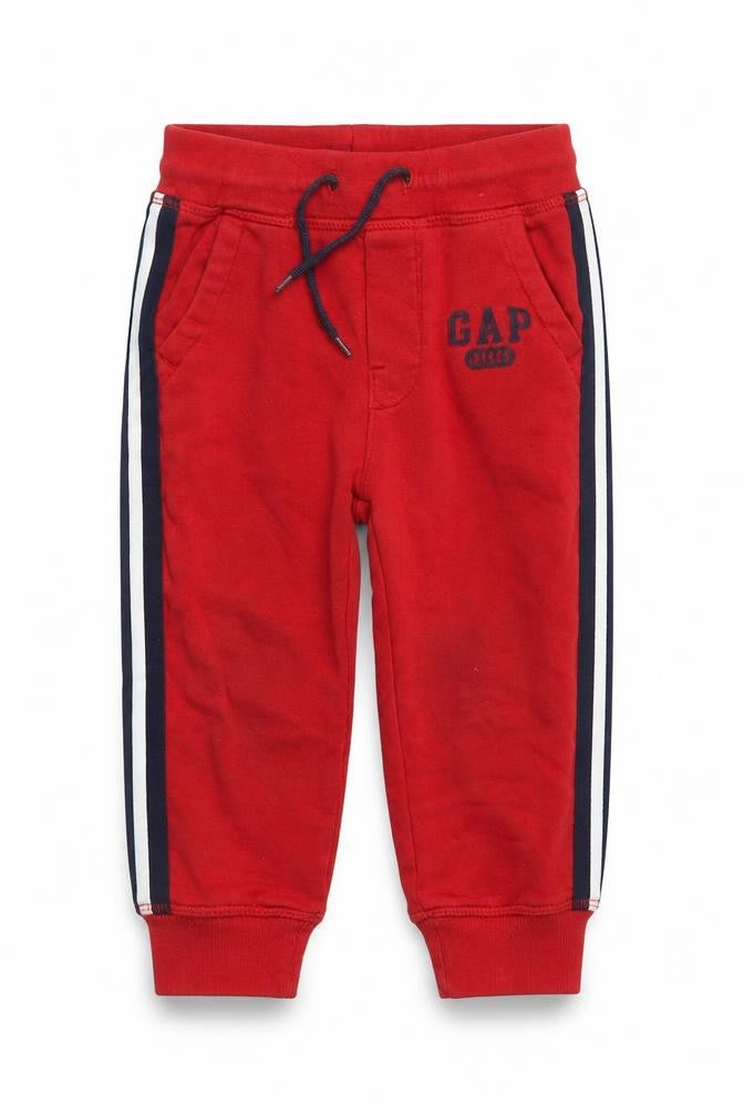 Gap Boys Red Jogger Sweatpants 2 Years Elastic Waist Side Stripe