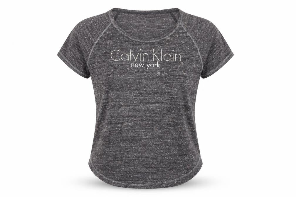 Calvin Klein Women’s Grey Logo Raglan Short Sleeve T-Shirt Size M