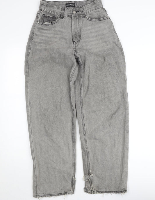 PrettyLittleThing Womens Grey High Rise Mom Jeans Size 4