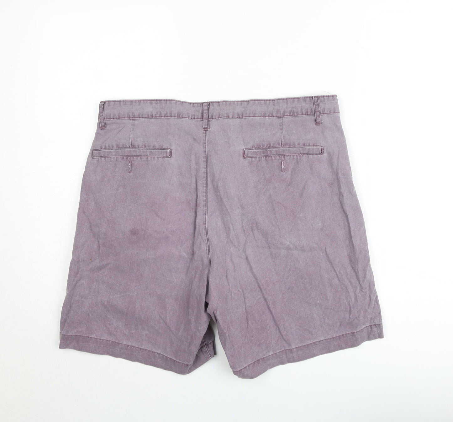 Marks and Spencer Men's Purple Chino Shorts 36in Cotton Pleated