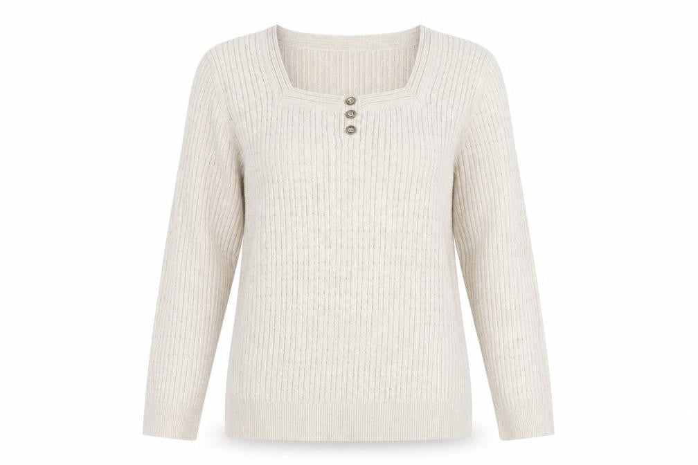 Country Casuals Womens Beige Cotton Blend Henley Jumper Size L