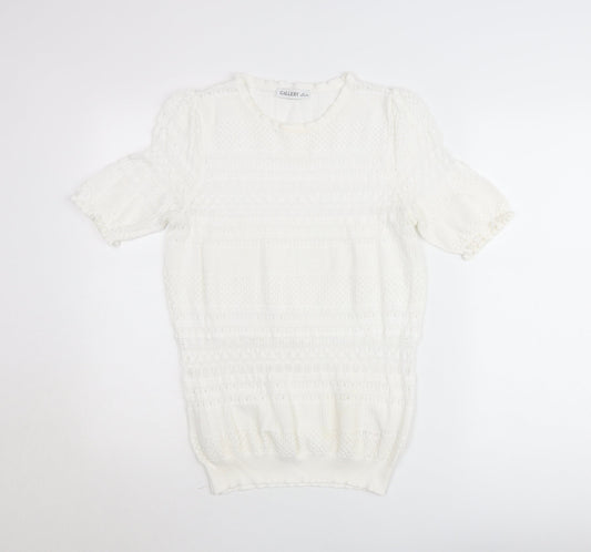 Gallery Women’s White Knit Short Sleeve Blouse Size L