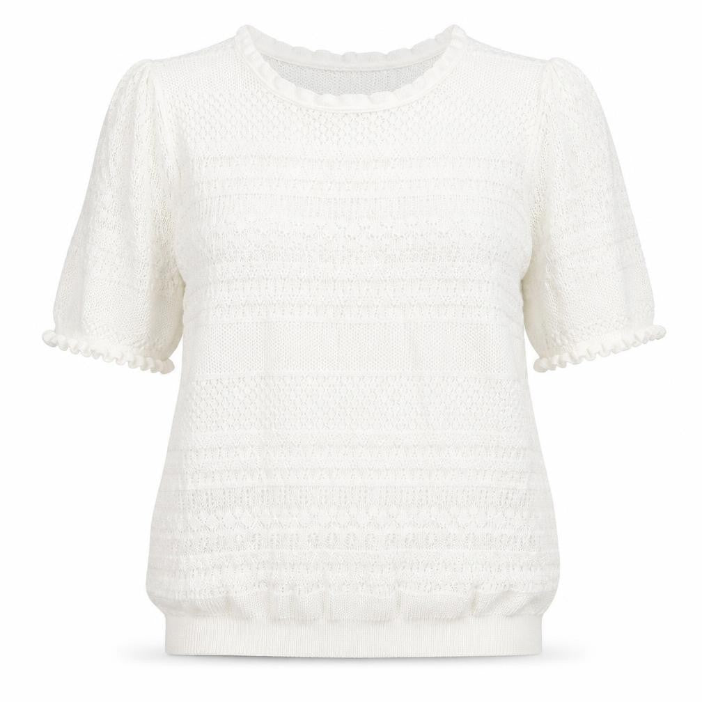 Gallery Women’s White Knit Short Sleeve Blouse Size L