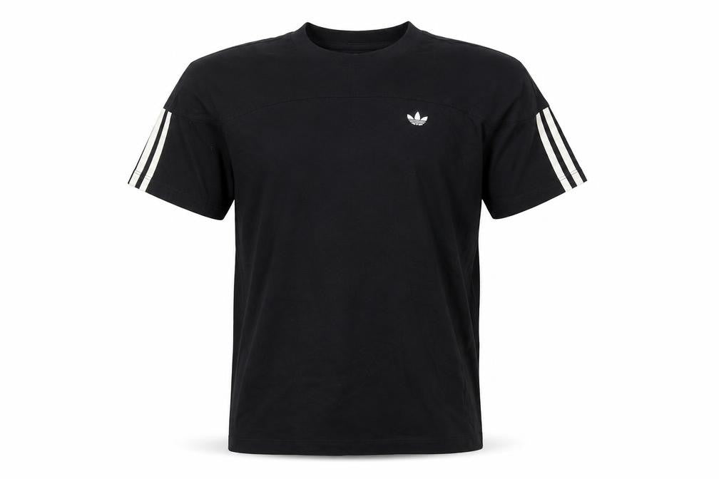 Front view of Adidas Men’s Black Short Sleeve Crew Neck Sports T-Shirt, size S