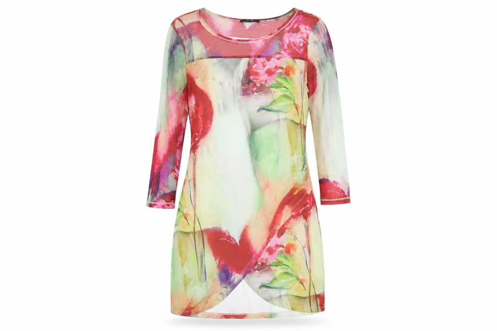 Yest Women’s Multicoloured Floral Sheath Dress L 3/4 Sleeve Mesh