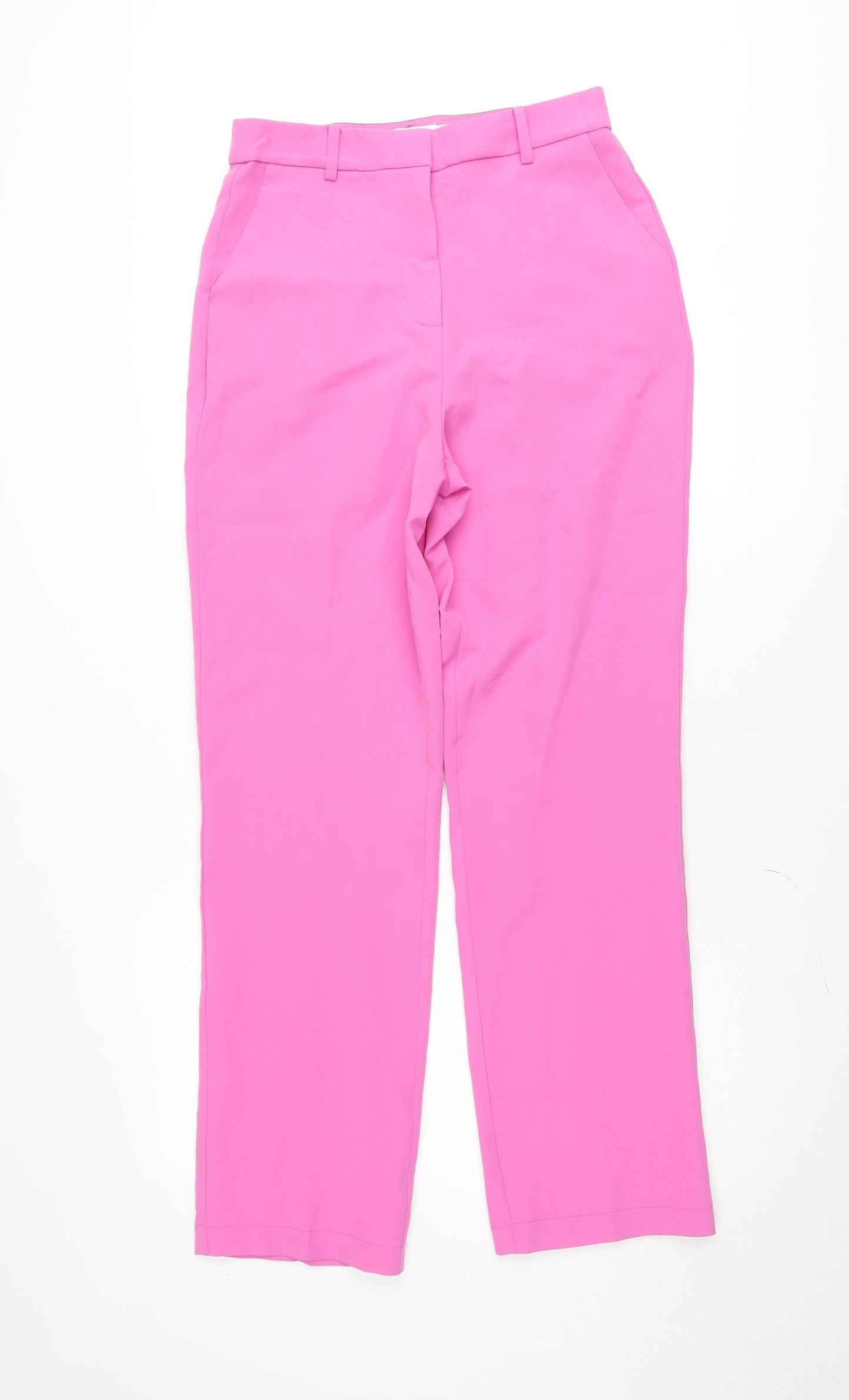 Vila Womens Pink Straight Leg Crepe Stretch Trousers Size 10