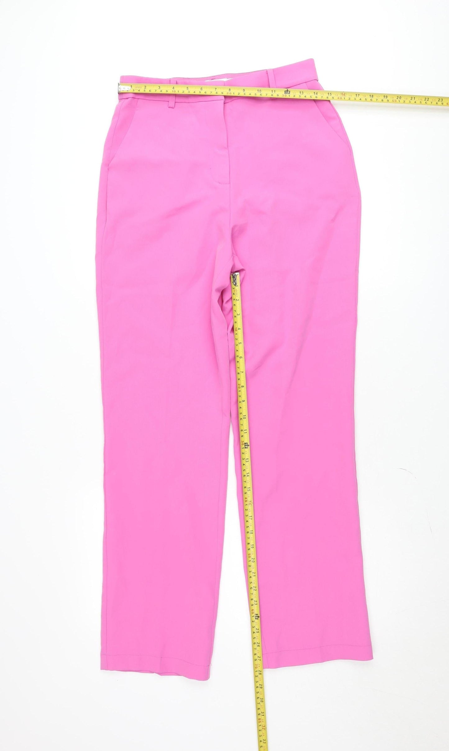 Vila Womens Pink Straight Leg Crepe Stretch Trousers Size 10