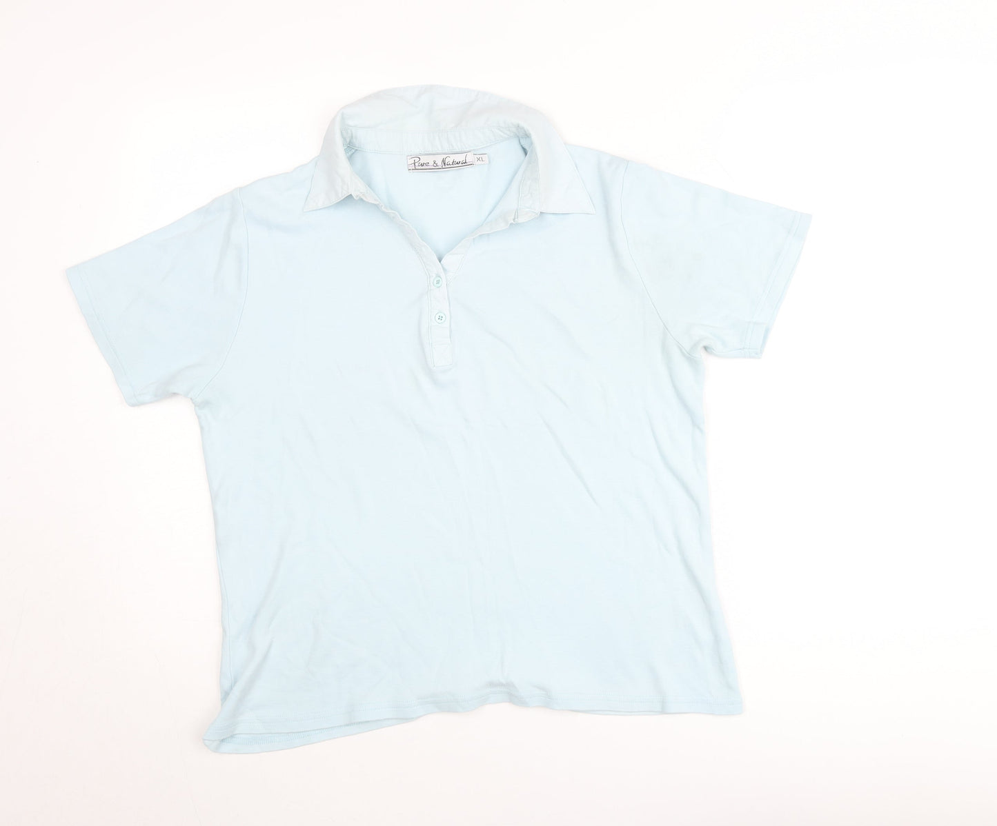 Pure & Natural Men's Blue Cotton Polo Shirt XL Short Sleeve
