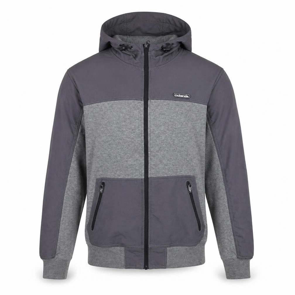 McKenzie Men’s Grey Hooded Full Zip Bomber Jacket Size M