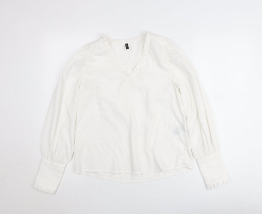 Vero Moda Women's White Cotton V-Neck Tunic Blouse Size M