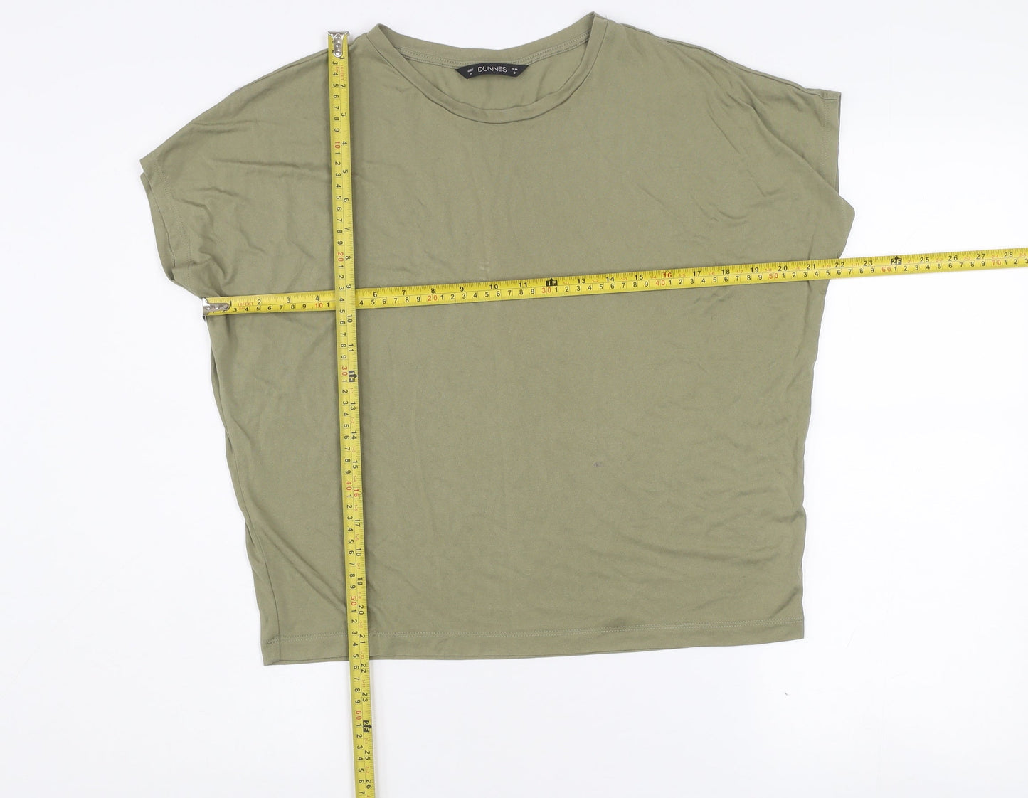 Dunnes Stores Women's Olive Green Basic Cotton T-Shirt Size S