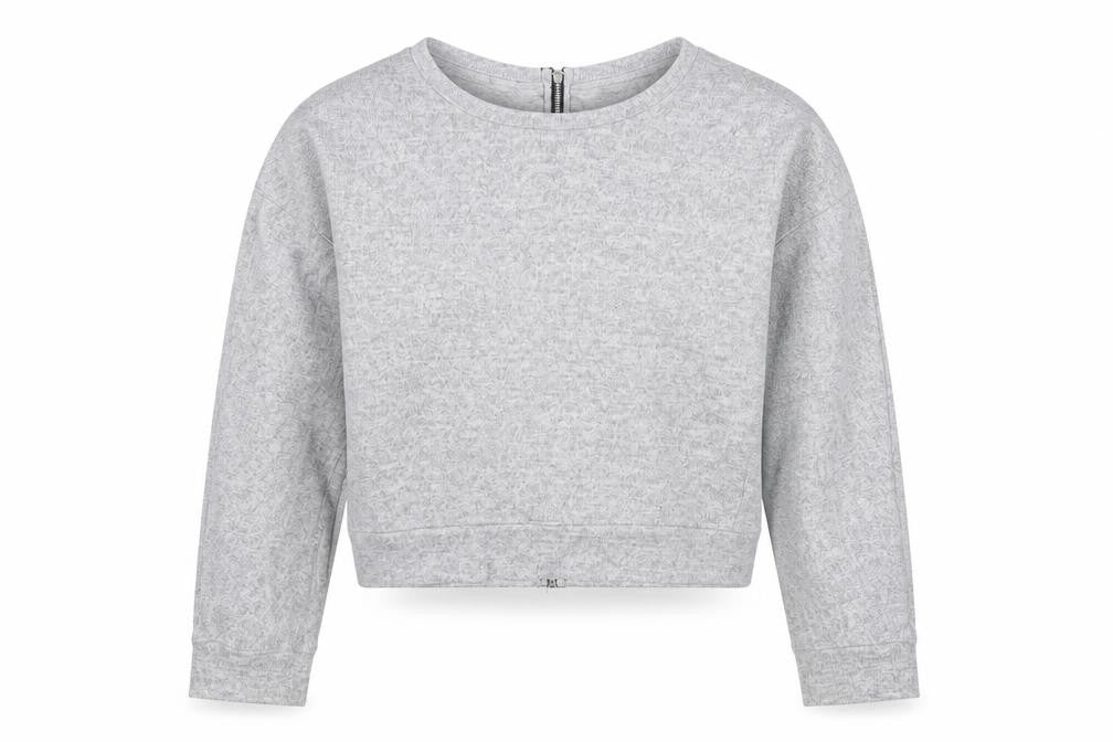 Sparkle & Fade Women's Grey Cropped Long Sleeve Zip Back Top M