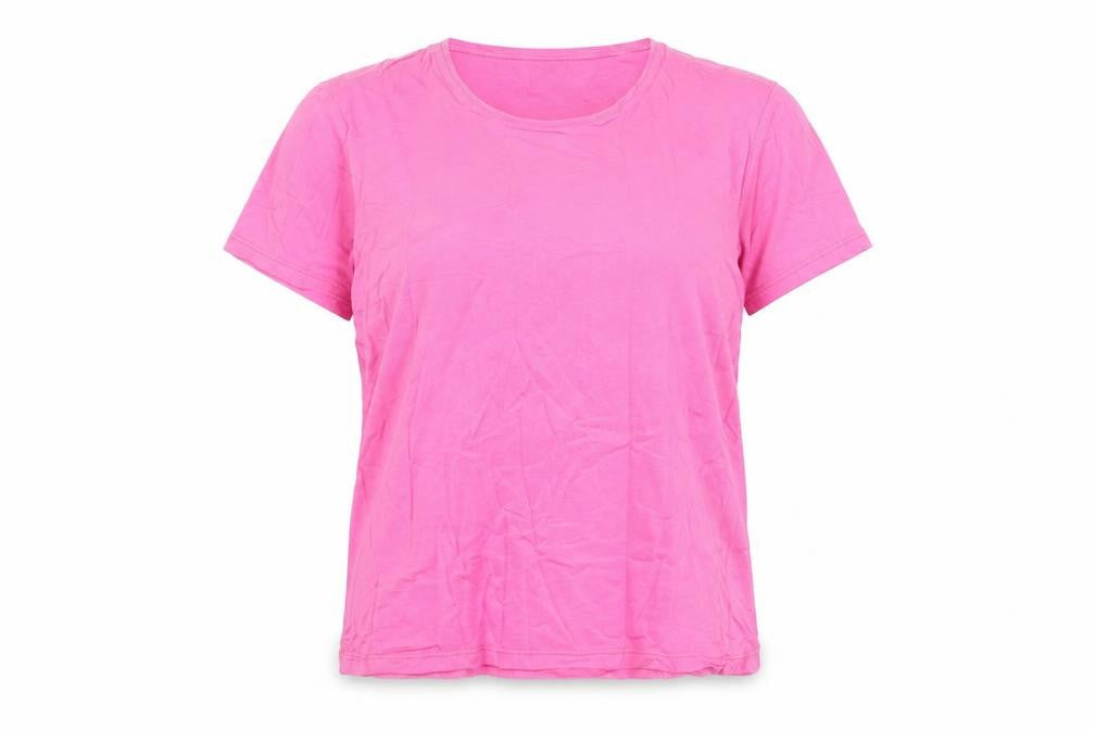 Scudetto Women Pink L Basic Short Sleeve Viscose T-Shirt