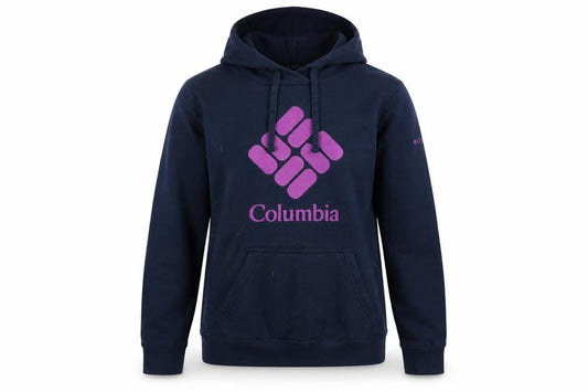 Columbia Women Navy Blue Pullover Hoodie Small Cotton Blend Logo Sweatshirt