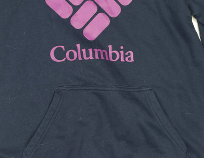 Columbia Women Navy Blue Pullover Hoodie Small Cotton Blend Logo Sweatshirt