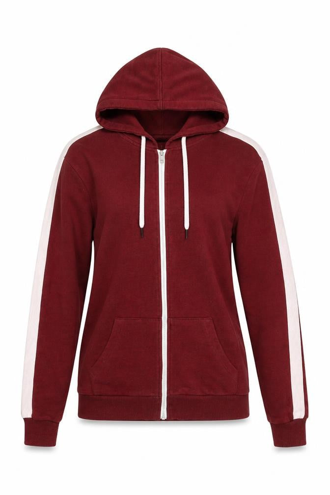 Bershka Women’s Red Regular Fit Hooded Zip Jacket Size 8