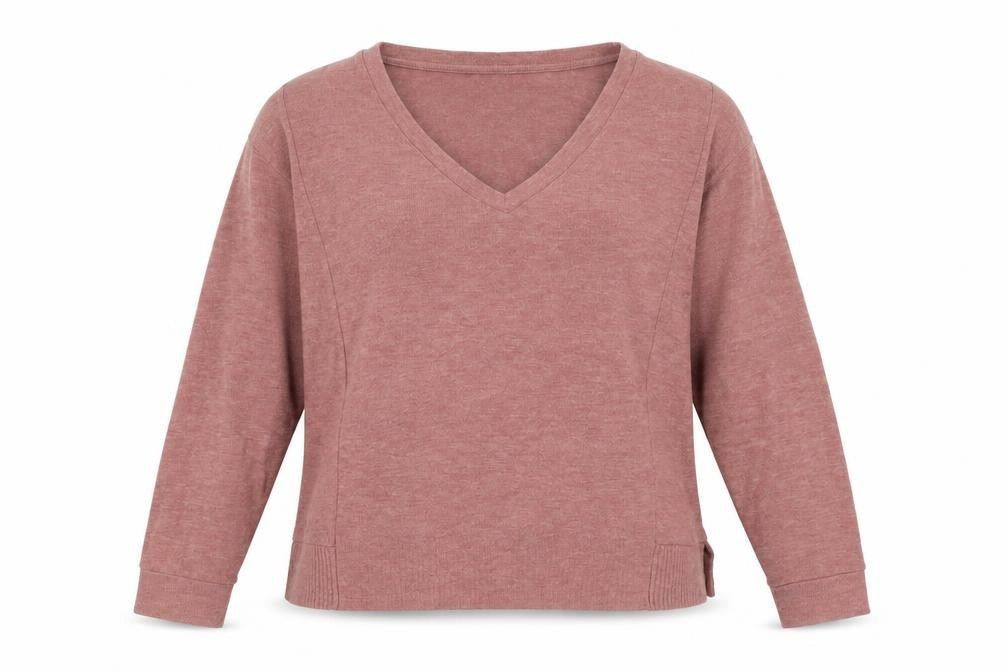 Bershka Women's Pink V-Neck Knit Jumper Size 12 Long Sleeve