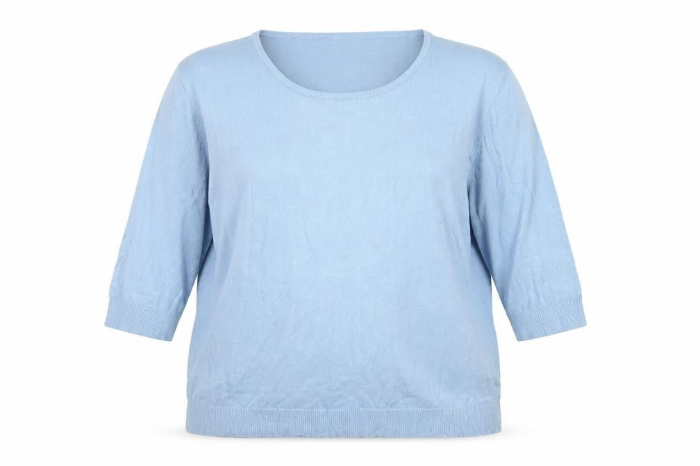 Capsule Women Blue Scoop Neck 3/4 Sleeve Cotton Pullover Jumper Size 18
