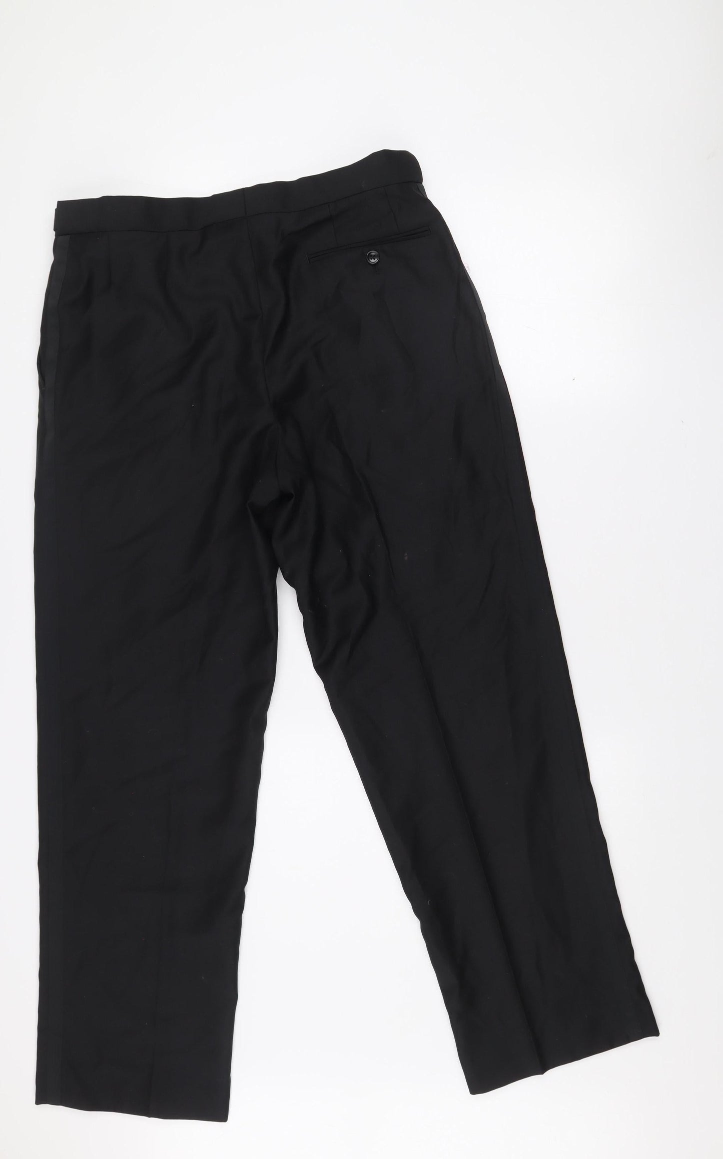 Scott & Taylor Men's Black Wool Blend Dress Trousers 34S