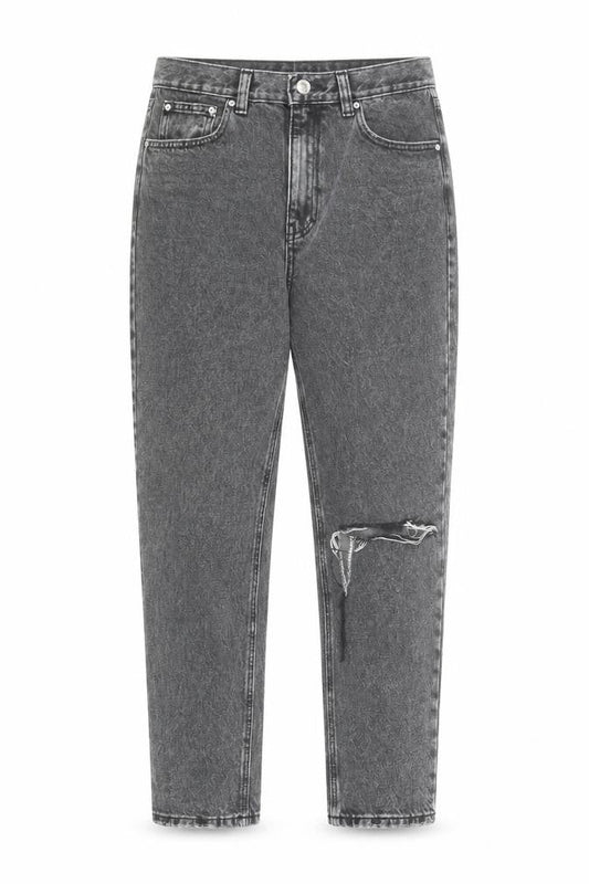 Pull & Bear Womens Grey High Rise Mom Jeans Size 10 Distressed Denim
