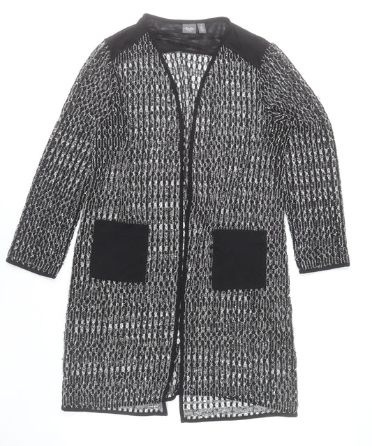 Chico’s Women’s Black Open-Knit Long Cardigan Size 16
