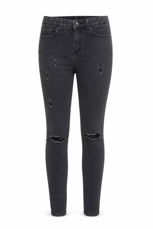Denim Co. Womens Black Skinny Distressed Jeans Size 6 Slim Fit