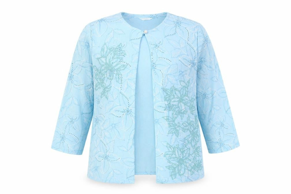 Heather Valley Women's Blue Floral Tunic Blouse Size 20 Long Sleeve