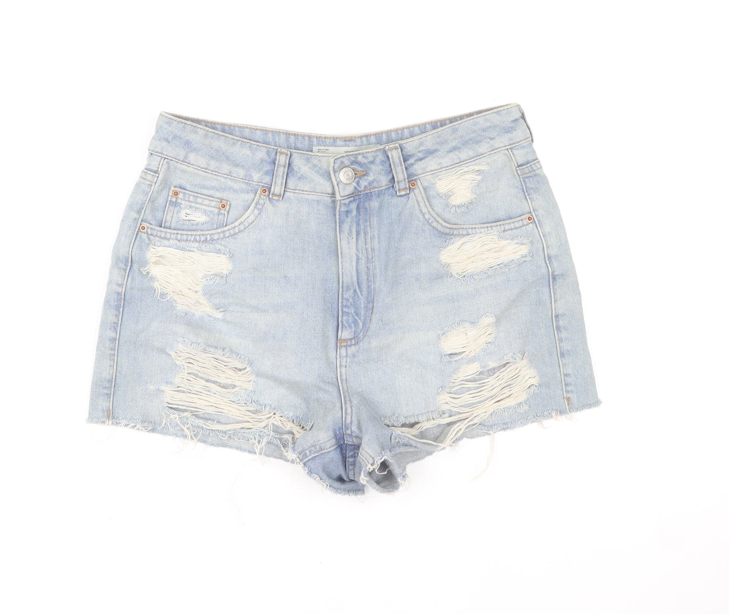Topshop Women Blue Size 10 Cut-Off Denim Shorts High Rise