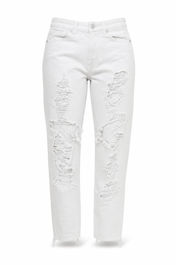 American Eagle Women’s White Distressed Mom Jeans Size 6 Regular