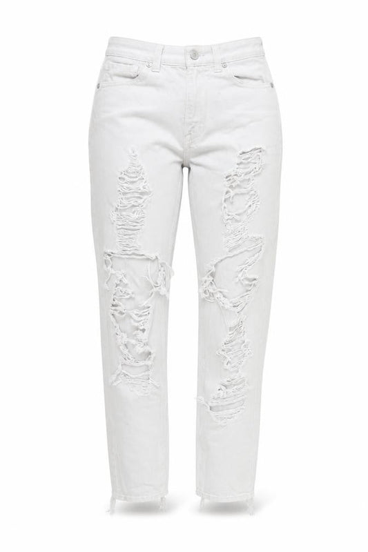 American Eagle Women’s White Distressed Mom Jeans Size 6 Regular