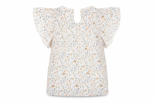 Vero Moda Women’s White Floral Ruffle Tunic Blouse Size S