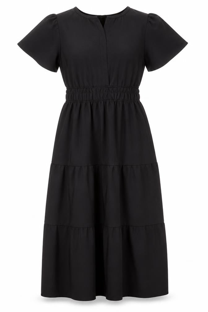 Monteau Los Angeles Women Black Midi A-Line Dress Size M