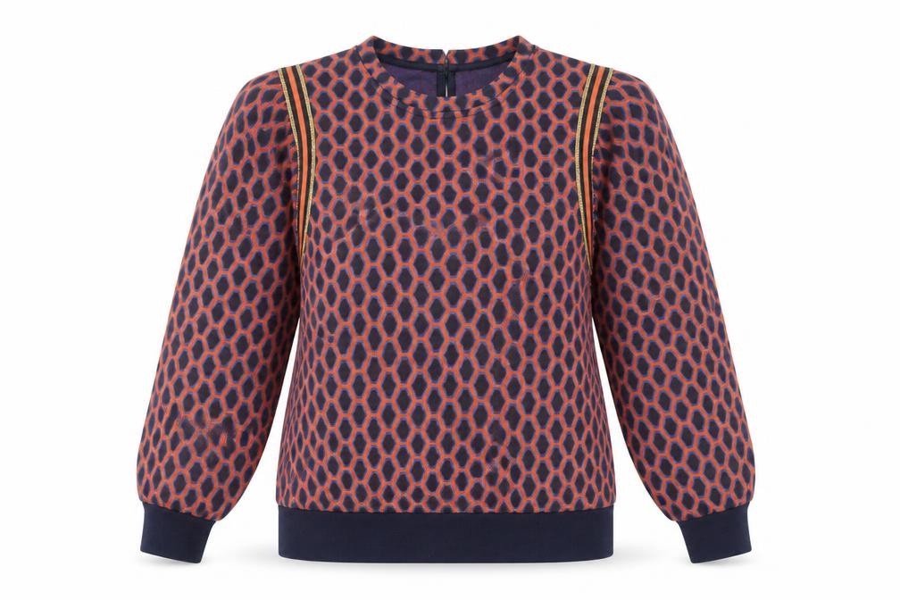 Savida Women's Multicoloured Puff Sleeve Pullover Sweatshirt Medium