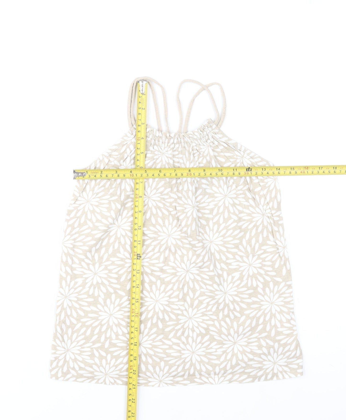 Gap Kids Girls Beige Floral Cotton Camisole Tank Top 10-11 Years