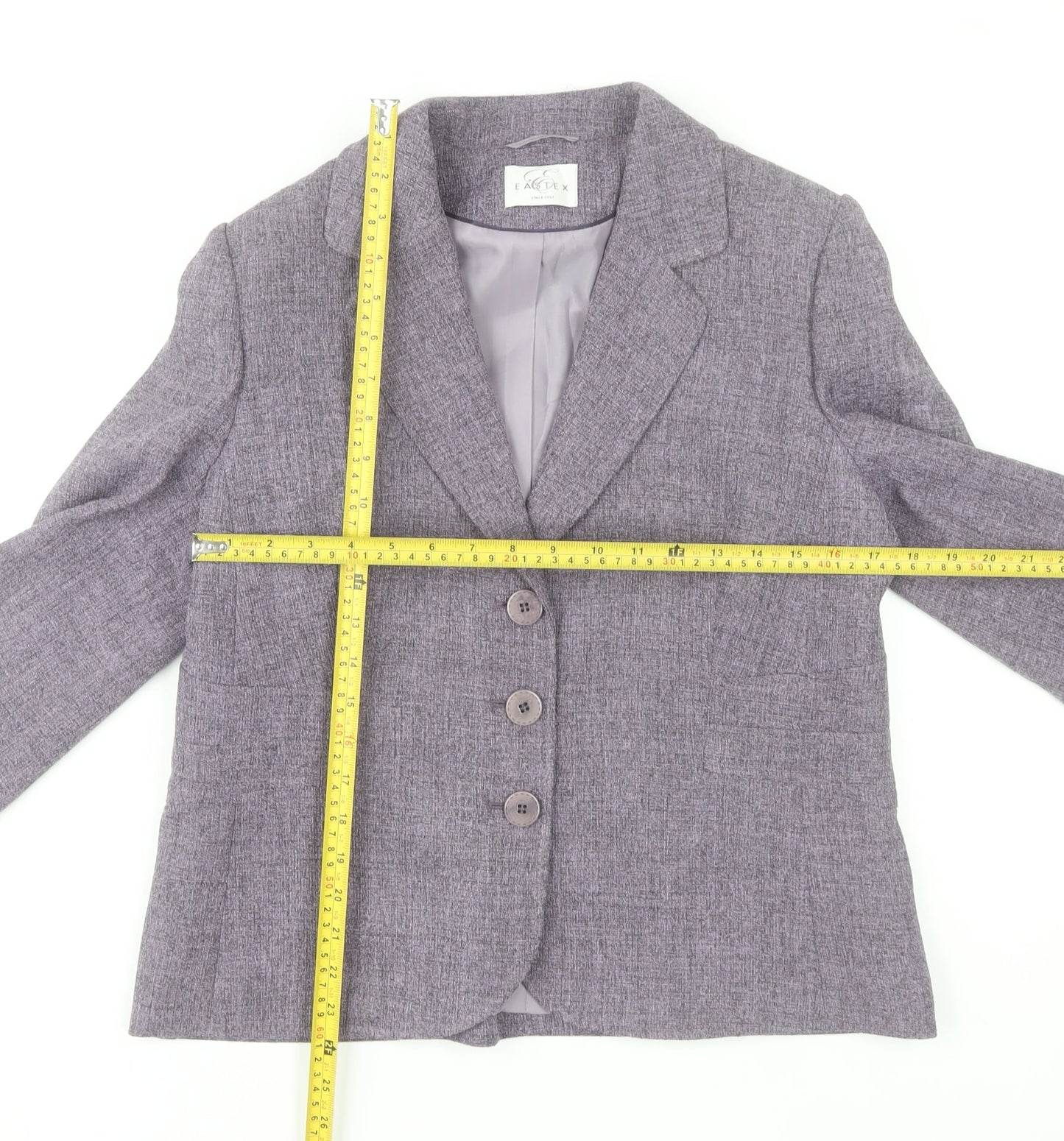 Eastex Womens Grey Polyester Blazer Jacket Size 12 Classic Formal