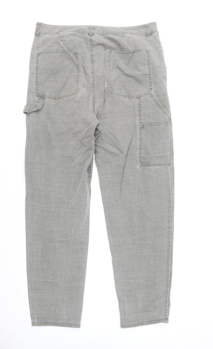 Close-up detail of ASOS Design Men's Grey Cargo Trousers, size 34, Regular Fit