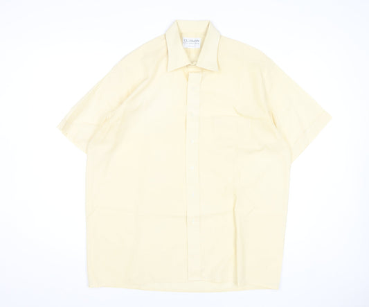 Clubman Men's Beige 16.5in Short Sleeve Cotton Formal Dress Shirt
