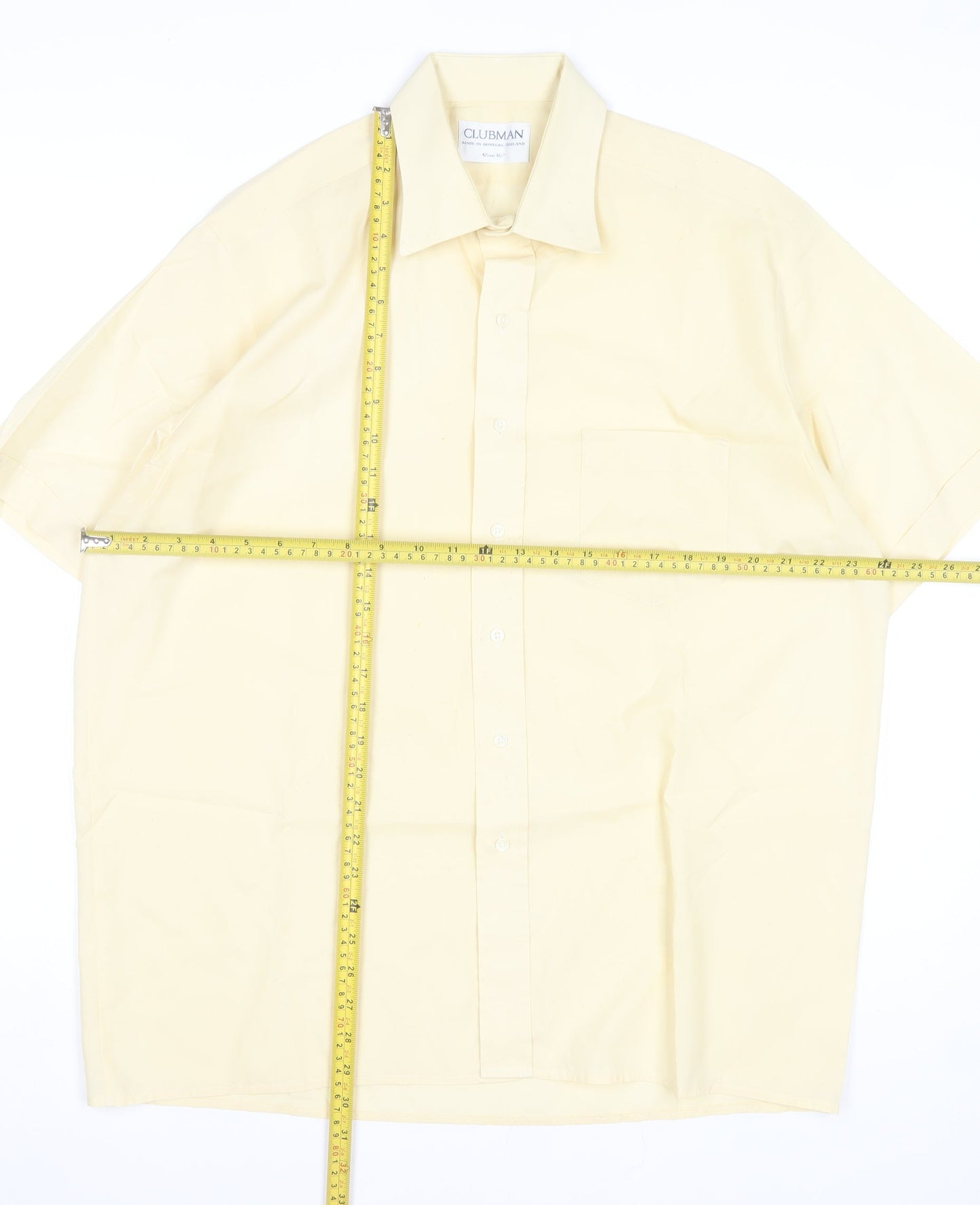 Clubman Men's Beige 16.5in Short Sleeve Cotton Formal Dress Shirt