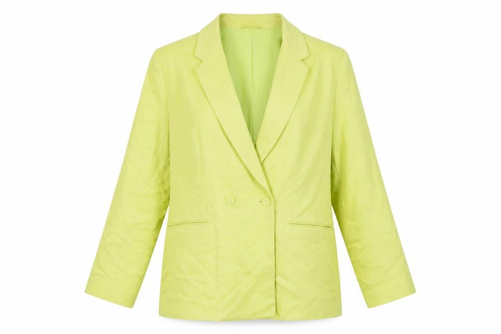 H&M Women Green Double-Breasted Blazer Size 12 Regular Fit