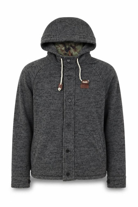 Vans Mens Grey Hooded Button Cardigan Jumper Small