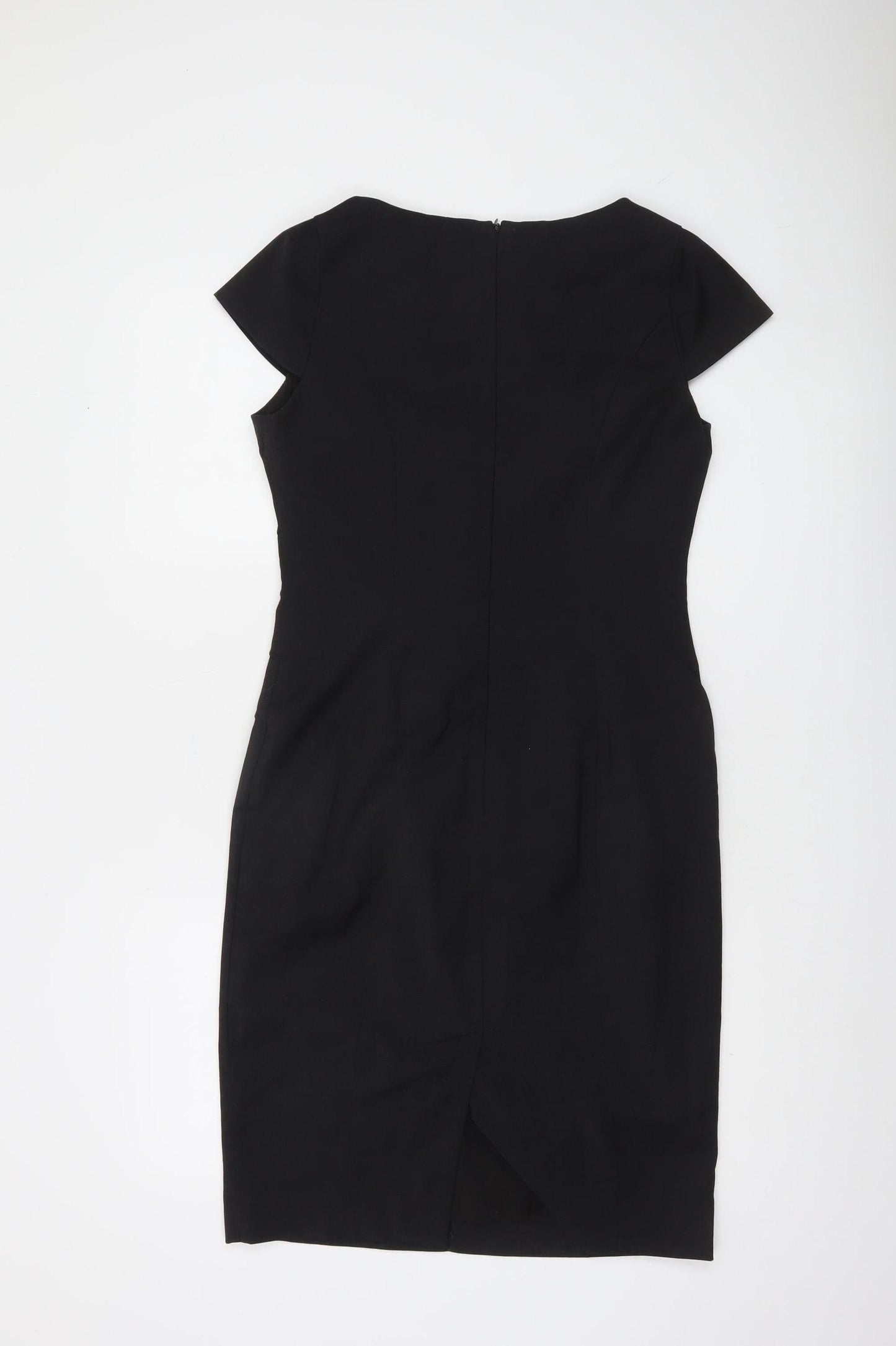 Brook Taverner Women’s Black Wool Blend Sheath Dress Size 10 Short Sleeve Workwear